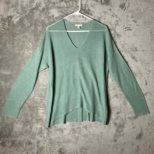 Eileen Fisher ELM Organic Linen Tencel V-Neck Neck Long Sleeve Shirt Size Medium